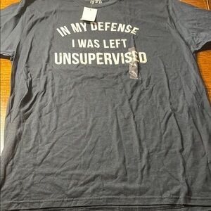NWT Blue Short Sleeve Tee with Bold Statement